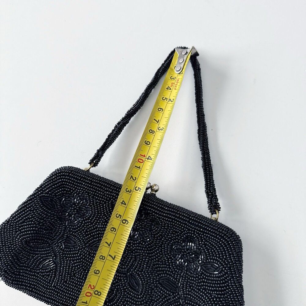 Vtg Black Beaded Evening Bag Purse Richere Bag by Walborg 1960s Made In Japan - Picture 15 of 16